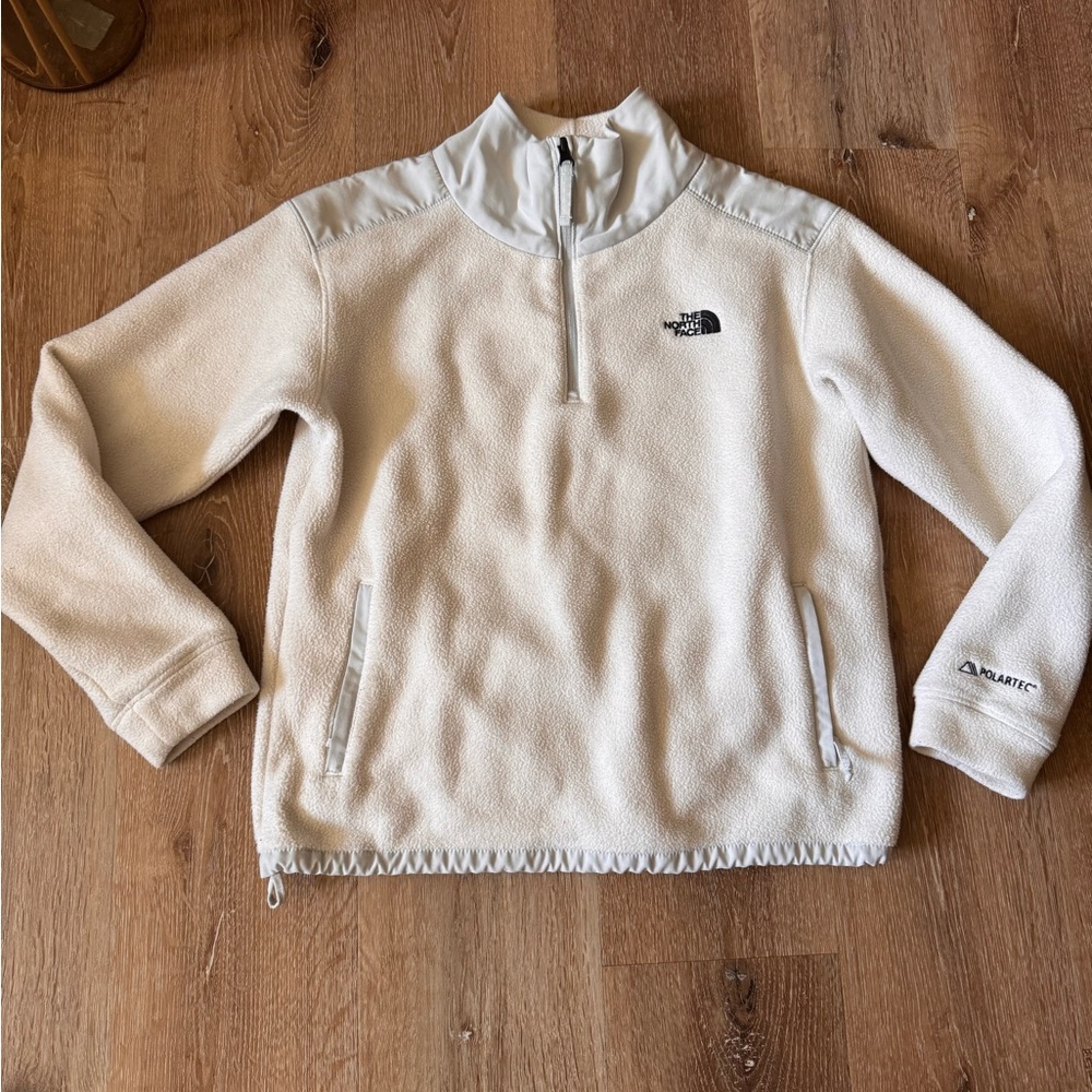 North Face Women's White Polartec 1/4 Zip Fleece‎ Jacket Size S